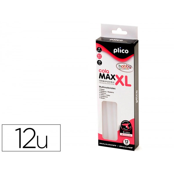 Barra cola quente plico max xl baixa temperatura 115 mm diametro x 200 mm altura blister 12 uds