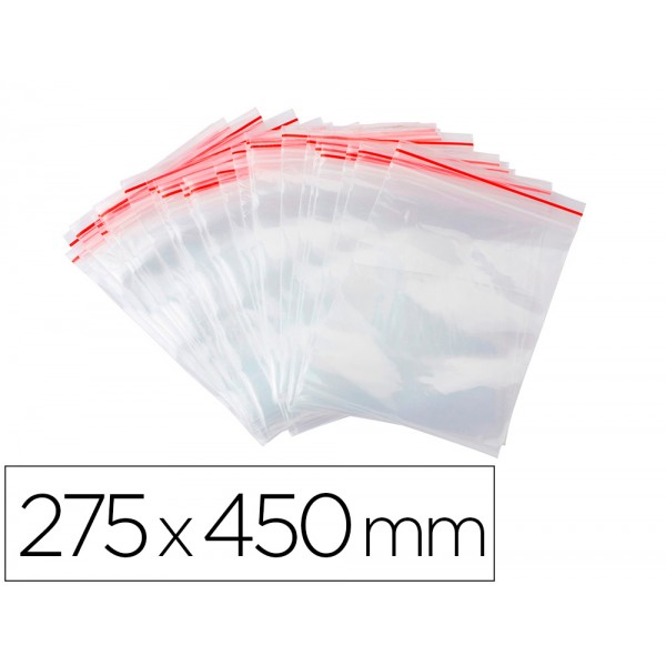 Bolsa plastico auto selada q connect 275x450 mm pack de 100 unidades