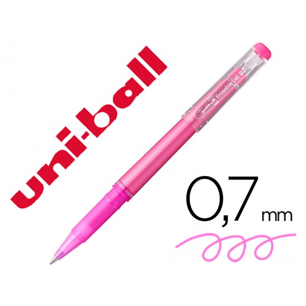 Marcador uni ball roller uf 222 tinta gel apagavel 07 mm rosa