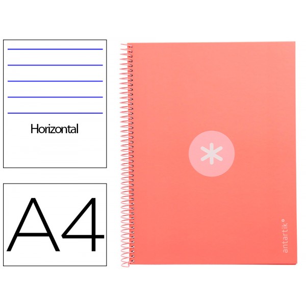 Caderno espiral liderpapel din a4 antartik capa forrada 80f 90 gr pautado 1 banda 4 furos cor rosa claro