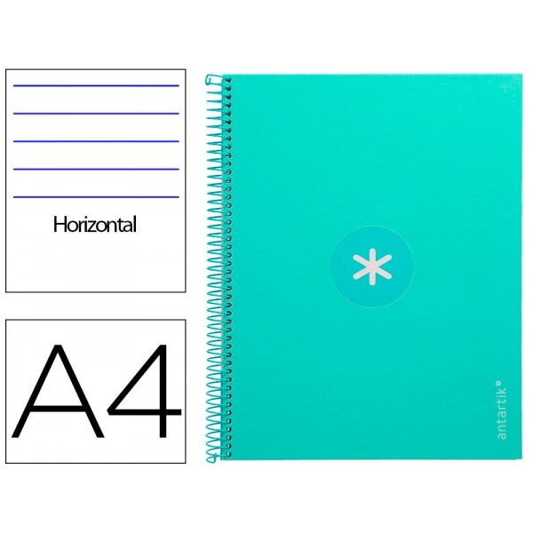 Caderno espiral liderpapel din a4 antartik capa forrada 80f 90 gr pautado 1 banda 4 furos cor menta