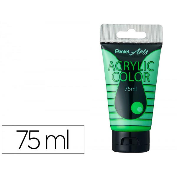 Tinta acrilica pentel em tubo de 75 ml cor especial verde fluorescente