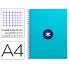 Caderno espiral liderpapel din a4 antartik capa forrada 80f 90 gr quadricula 5mm 1 banda 4 furos cor turquesa