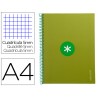 Caderno espiral liderpapel din a4 antartik capa forrada 80f 90 gr quadricula 5mm 1 banda 4 furos cor verde