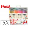 Pincel pentel brush sign pen com ponta dupla estojo com 30 unidades