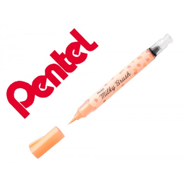 Pincel pentel milky brush cor pastel laranja