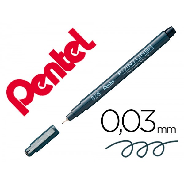 Marcador pentel pointliner com tinta pigmentada cor preto ponta de 003 mm