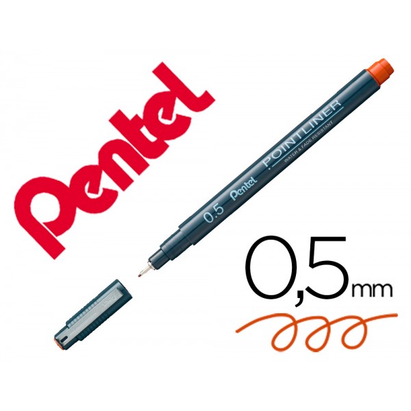 Marcador pentel pointliner com tinta pigmentada cor sanguinea ponta de 005 mm