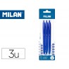 Esferografica milan p1 retratil 1 mm touch azul blister de 3 unidades