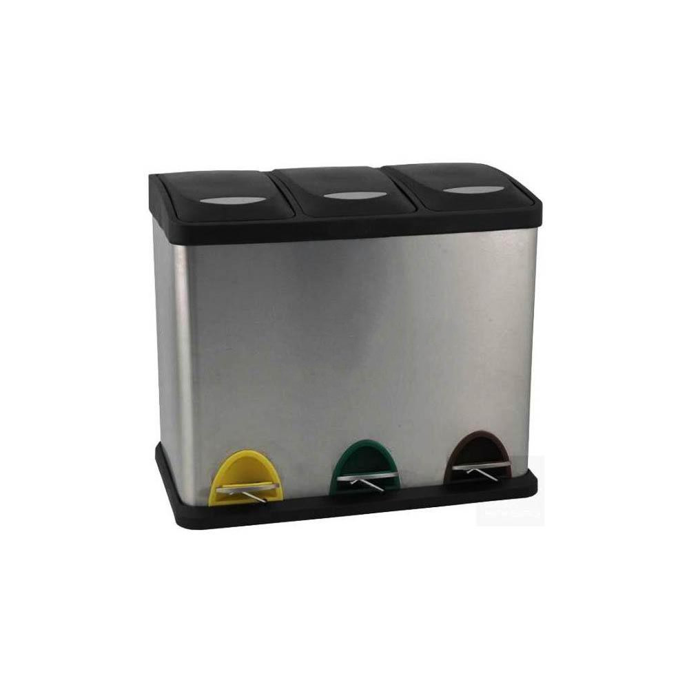Corbeille à pédale TRIO INOX 3X15L