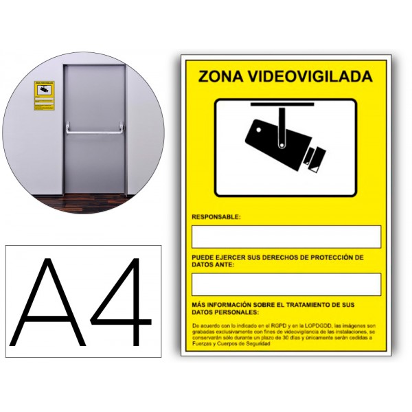 Pictograma archivo 2000 camaras de vigilancia em gravacao as 24 horas pvc amarelo luminiscente 210x297 mm