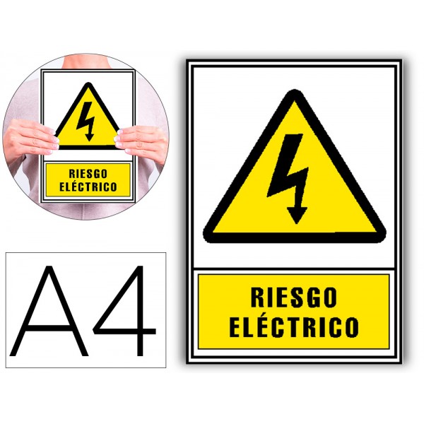 Pictograma archivo 2000 risco electrico pvc amarelo luminiscente 210x297 mm