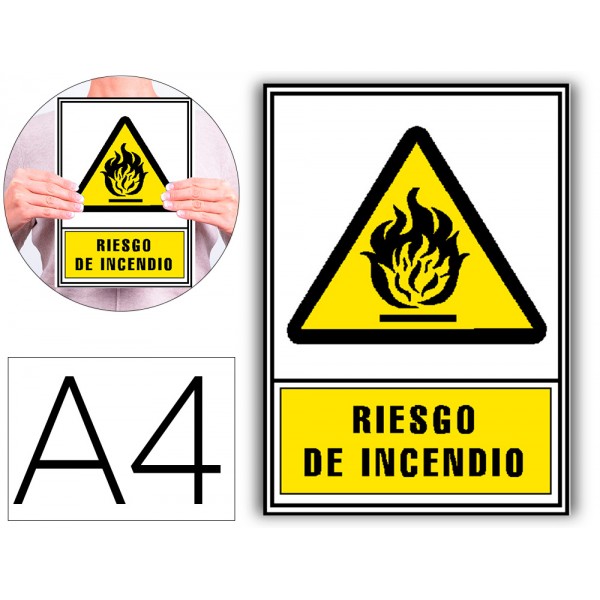 Pictograma archivo 2000 risco de incendio pvc amarelo luminiscente 210x297 mm