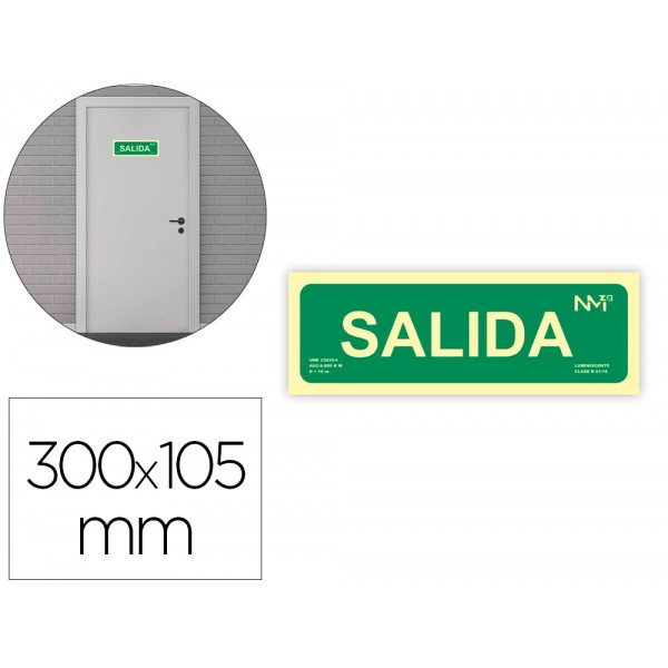 Pictograma archivo 2000 saida pvc verde luminiscente 300x105 mm pack de 2 unidades