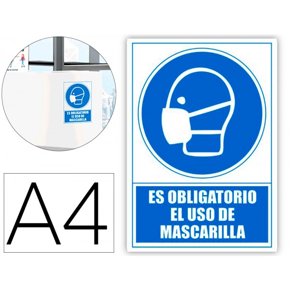 Pictograma archivo 2000 obrigatorio o uso de mascara pvc cor azul 210x297 mm