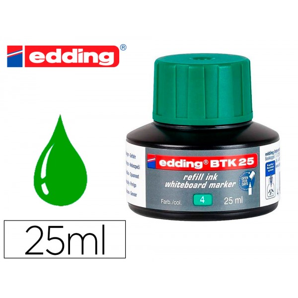 Tinta marcador edding quadro branco btk 25 cor verde frasco de 25 ml