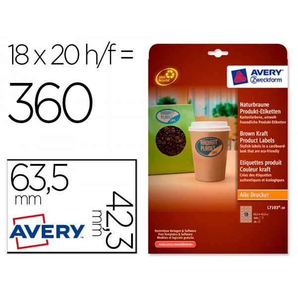 Etiqueta adesiva avery kraft efeito cartao oval 635x423 mm removivel para laser e tinteiro