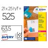 Etiqueta adesiva avery permanente para impressora laser branca 635x381 mm caixa de 525 unidades