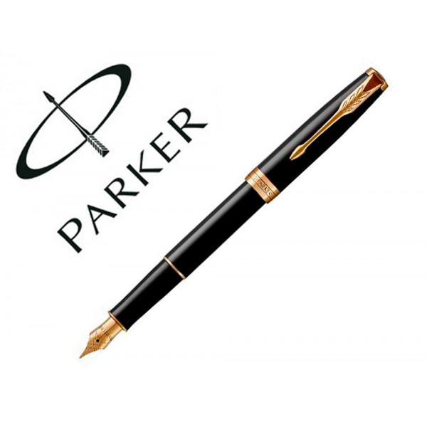 Conjunto parker sonnet preto gt caneta porta cart es