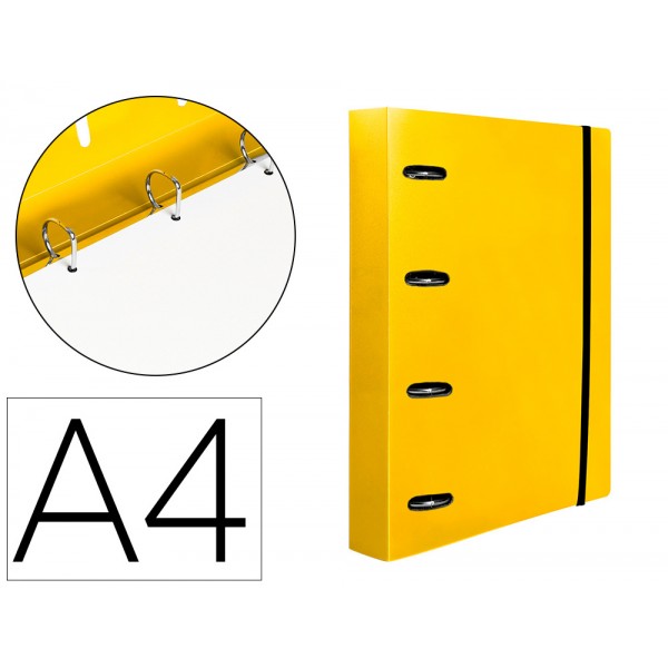 Pasta liderpapel com recarga polipropileno din a4 4 aneis 40mm quadricula 5mm amarelo opaco