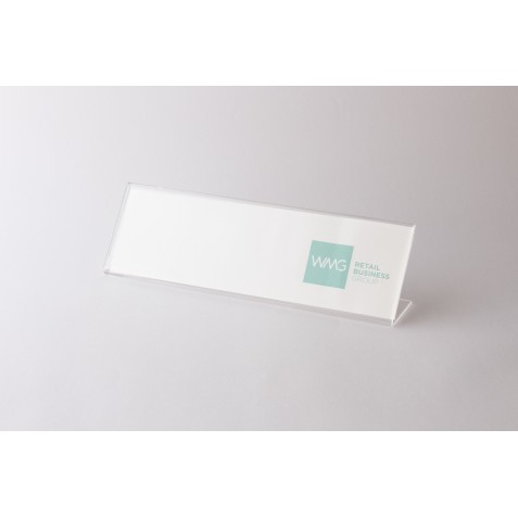 Porte-nom acrylique en forme de L