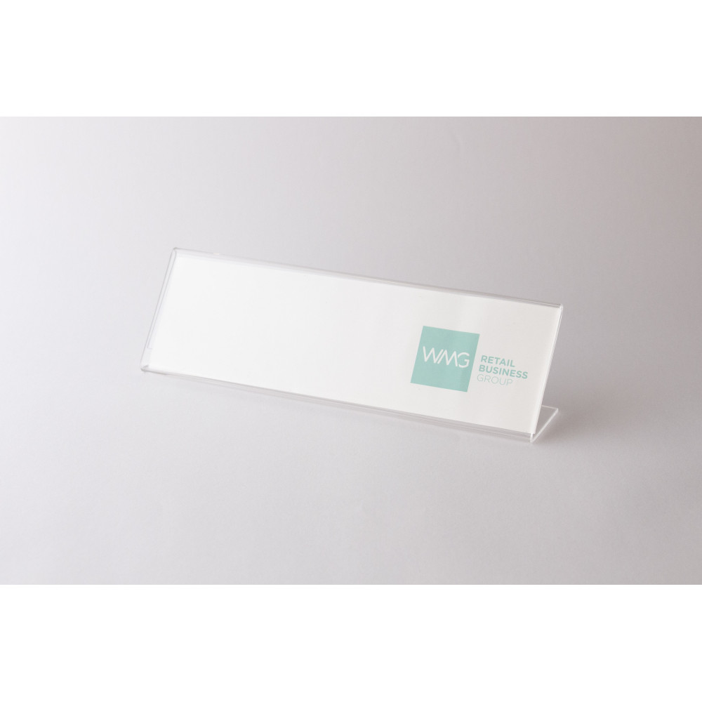 L-shaped acrylic name holder