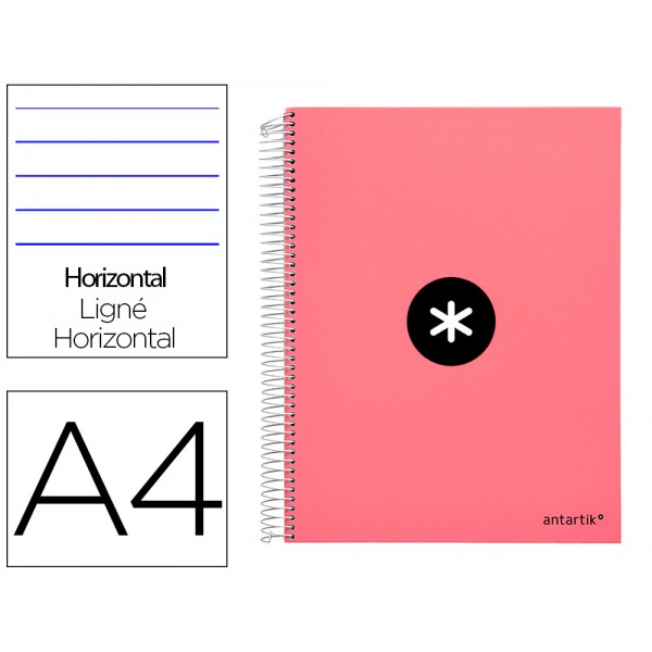 Caderno espiral liderpapel din a4 antartik capa forrada 120 f 100 gr pautado 5 bandas cor coral