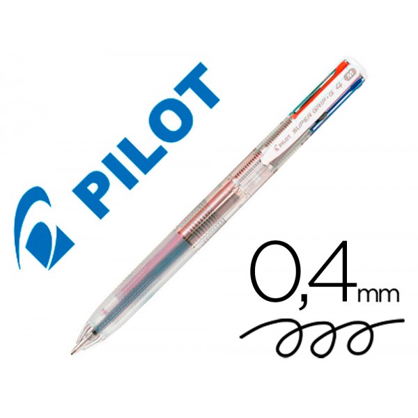 Esferografica pilot supergrip g 4 cores retratil tinta base de oleo corpo cor transparente