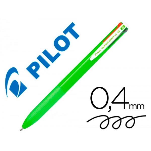 Esferografica pilot supergrip g 4 cores retratil tinta base de oleo corpo cor verde lima