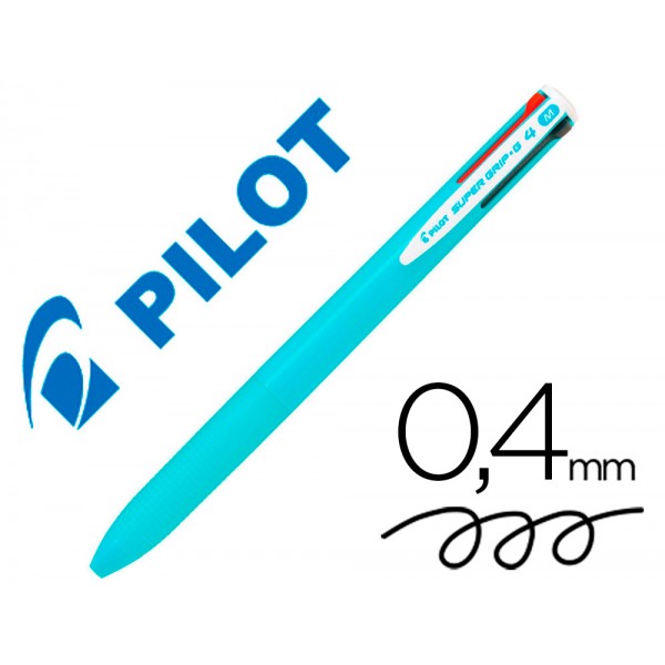 Esferografica pilot supergrip g 4 cores retratil tinta base de oleo corpo cor azul claro