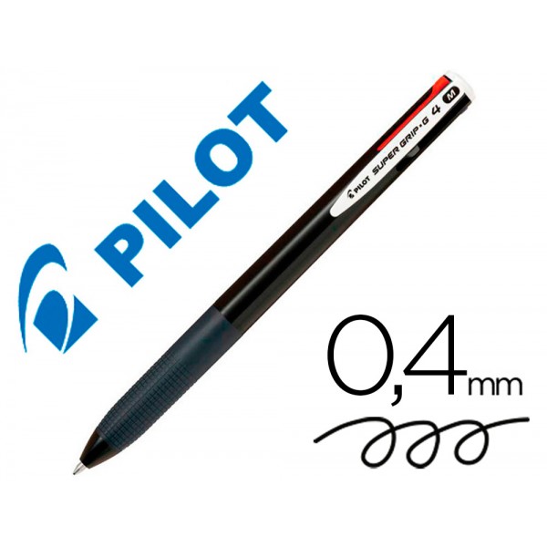 Esferografica pilot supergrip g 4 cores retratil tinta base de oleo corpo cor preto