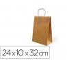 Bolsa de papel basika kraft reciclada asa retorcida lisa natural formato s 240x100x320 mm