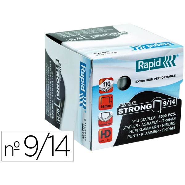 Agrafes rapid super strong galvanizados nº9 14 caixa de 5000 unidades