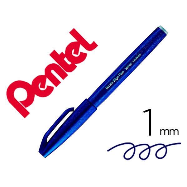 Marcador pincel pentel touch para caligrafia cor azul escuro