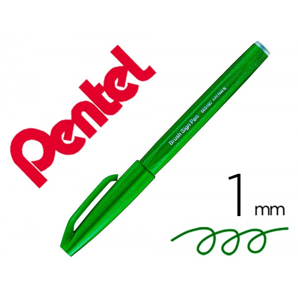 Marcador pincel pentel touch para caligrafia cor verde azeitona