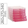 Bloco de secretaria archivo 2000 empilhavel 5 gavetas fucsia translucido 260x270x340 mm