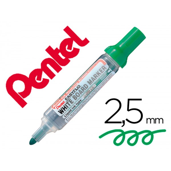 Marcador pentel para quadro branco easyflo recarregavel cor verde