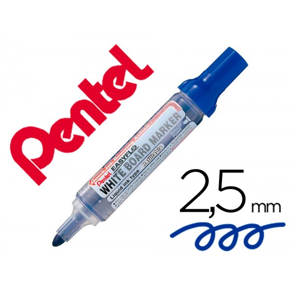 Marcador pentel para quadro branco easyflo recarregavel cor azul