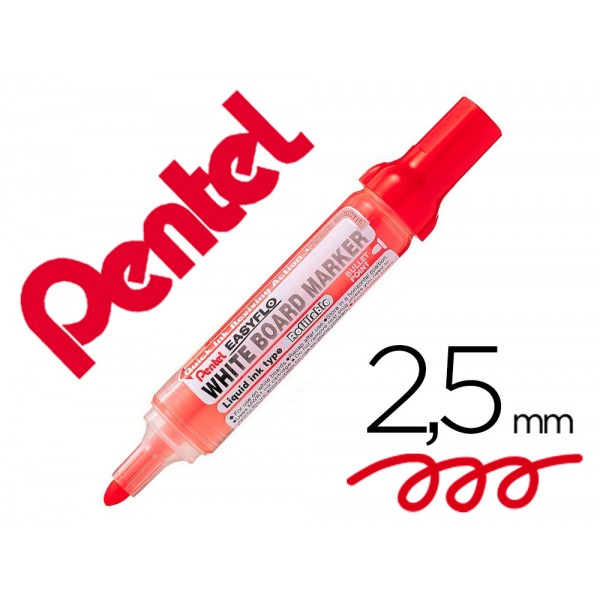 Marcador pentel para quadro branco easyflo recarregavel cor vermelho