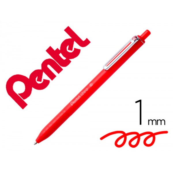 Esferografica pentel izee ponta de 10mm retratil cor vermelho