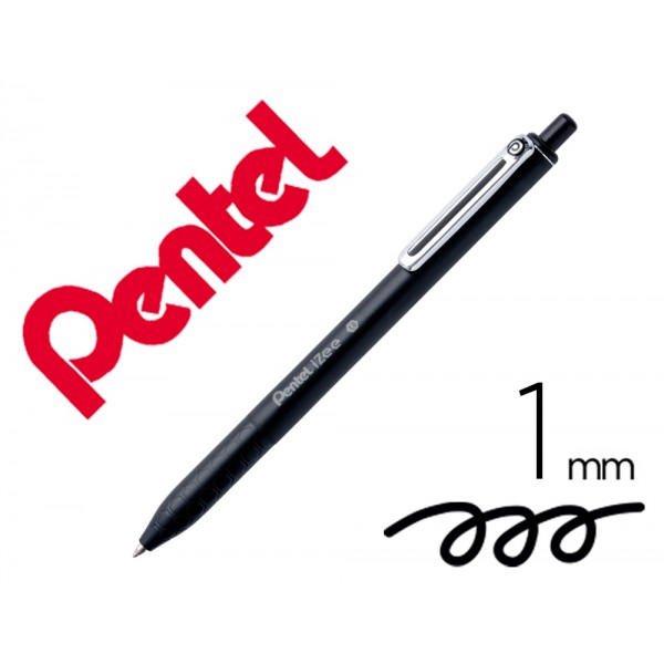 Esferografica pentel izee ponta de 10mm retratil cor preta