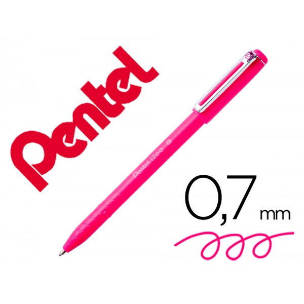 Esferografica pentel izee ponta de 07mm com tampa cor rosa