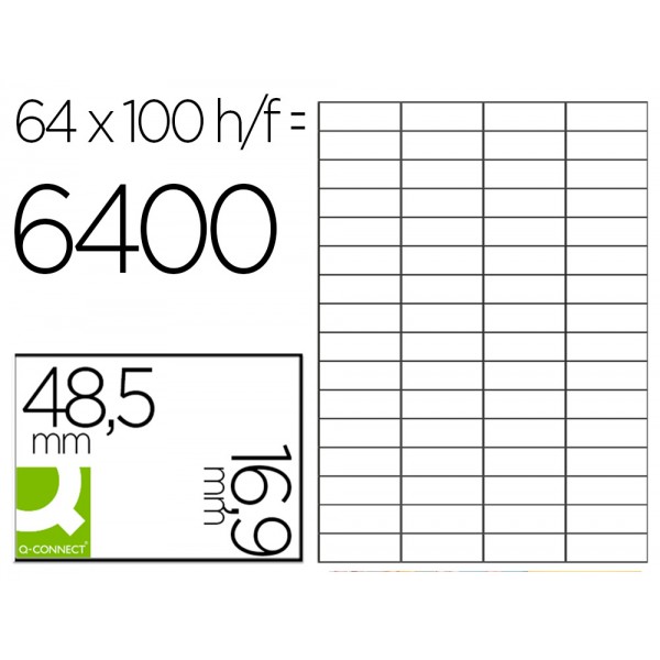 Etiqueta adesiva q connect kf11207 formato 485x169 mm fotocopiadora a laser e tinteiro caixa com 100 folhas din a4