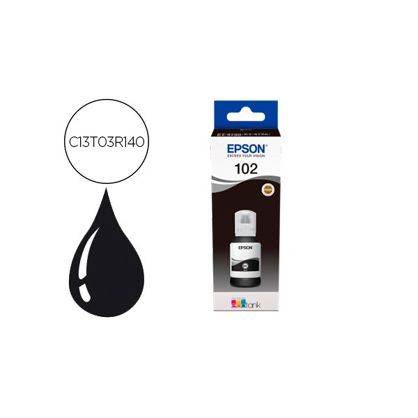 Tinta epson ecotank 102 et 2700 2750 3700 3750 4750 bote de 127 ml preto 7500 pag