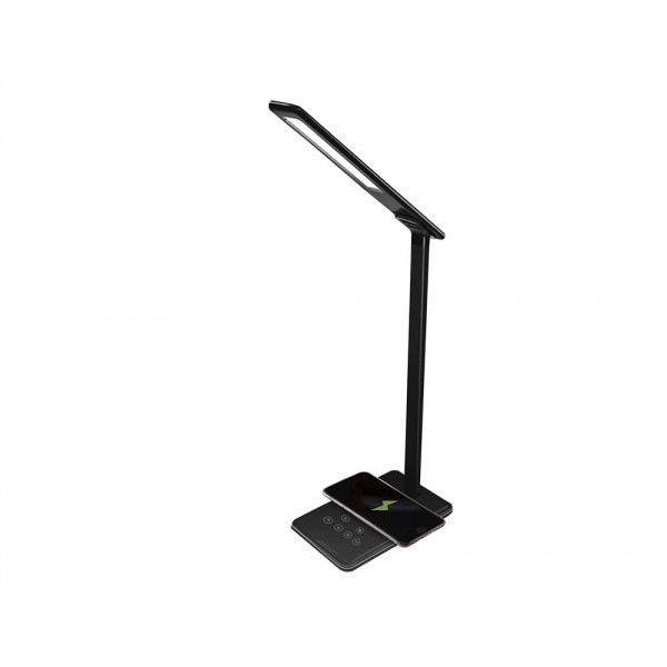 Candeeiro de escritorio q connect profissional abs 48 leds 5 w sensor 5 niveis carregador wireless cor preto