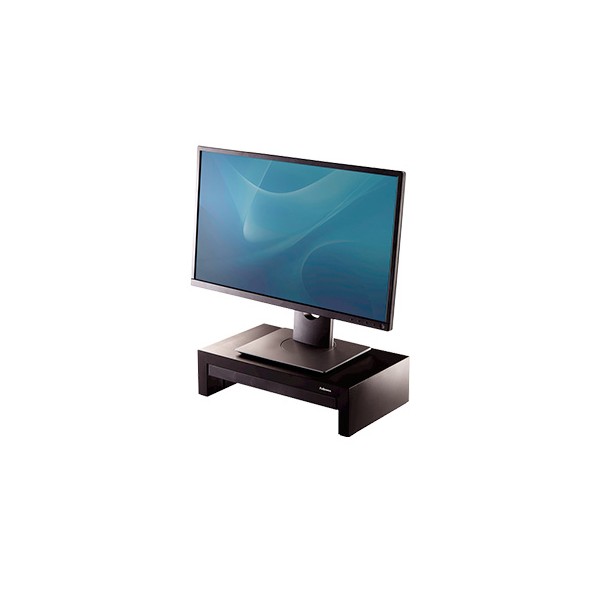 Suporte fellowes para monitor designer suites ajustavel 3 alturas com bandeja preto 406x111x244 mm ate 18 kg