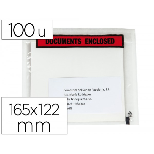 Envelope autoadesivo q connect porta documentos multilingue 165x122 mm sem janela pack de 100 unidades