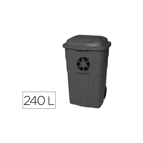 Contentor de lixo q connect plastico com 2 rodas cor cinza com capacidade para 240 litros