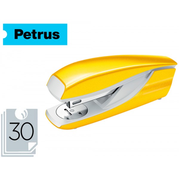 Agrafador petrus 635 wow amarelo metalizado capacidade 30 folhas