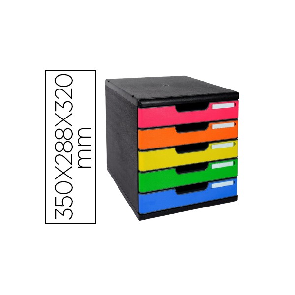 Blocos classificadores de secretaria exacompta iderama arlequin 5 gavetas multicolores 350x288x320 mm